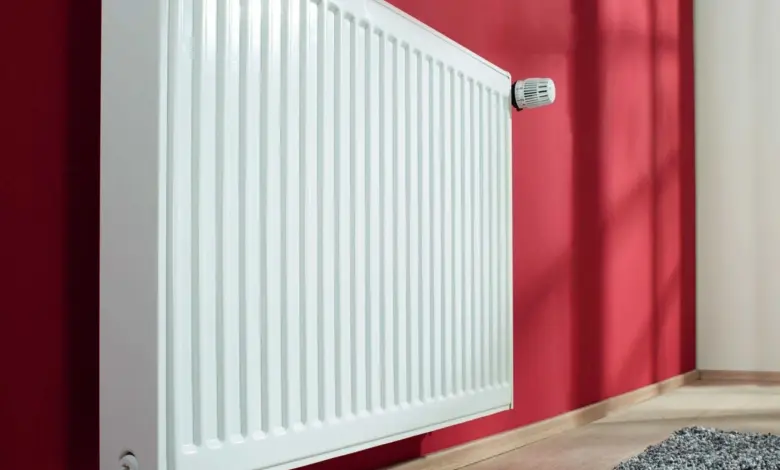 White radiator on wall