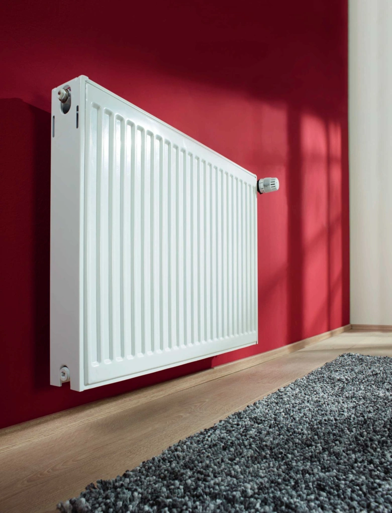 White radiator on wall