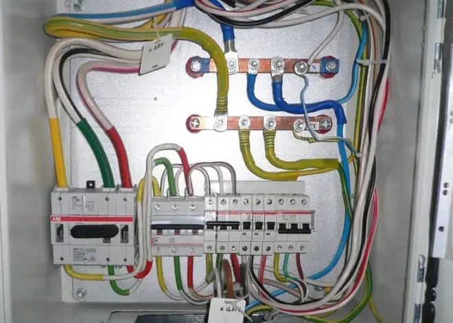 Elektrická rozvaděč s fázemi L, nulou N a zemnicím vodičem v elektroinstalaci