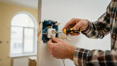 Montáž elektrické zásuvky do zdi pomocí šroubováku