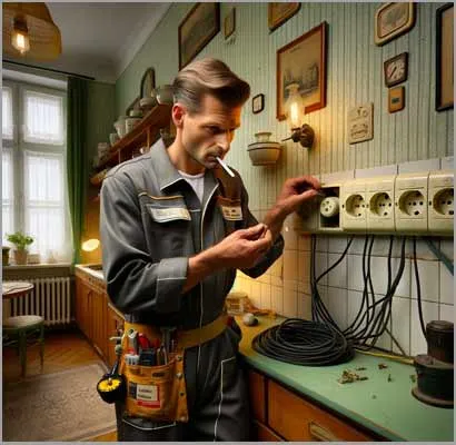 Electrician working on sockets