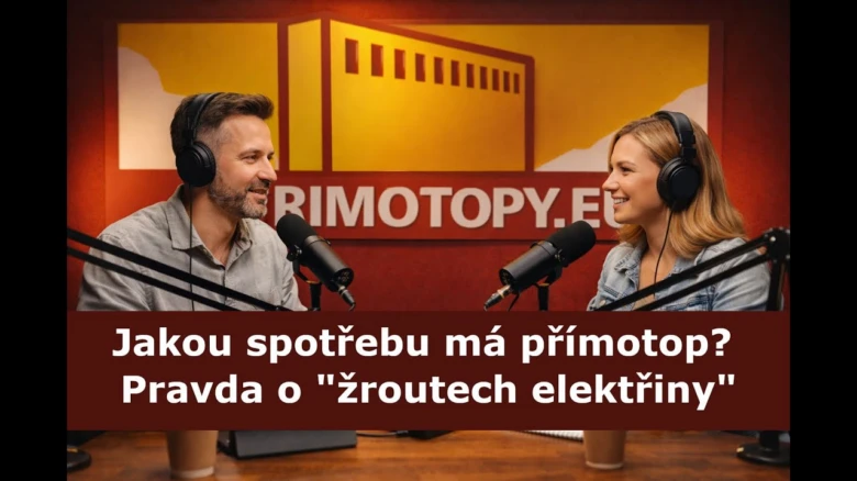 Muž a žena v studiu diskutují o spotřebě elektřiny pro přímý topení.