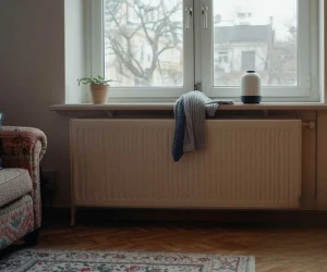 Cast iron radiator in room