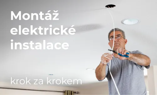 Muž montuje elektrickou instalaci v domě krok za krokem.