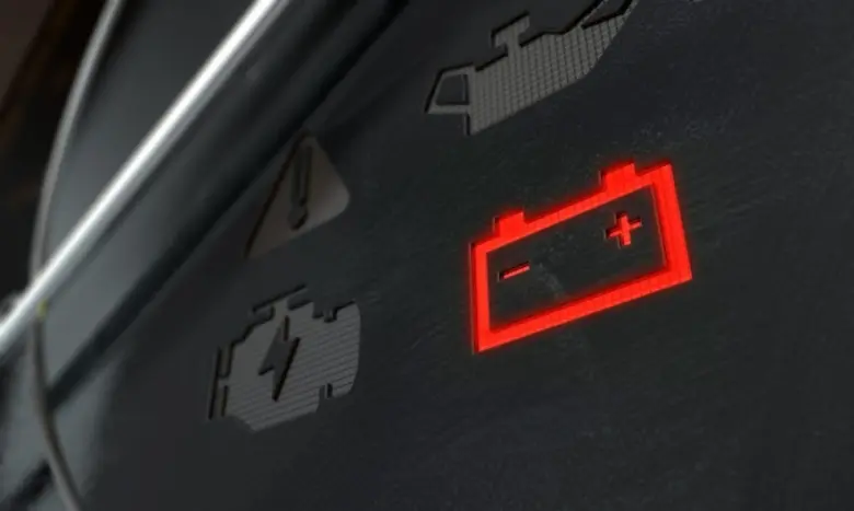 Červená kontrolka baterie na elektroměru indikuje chybu.