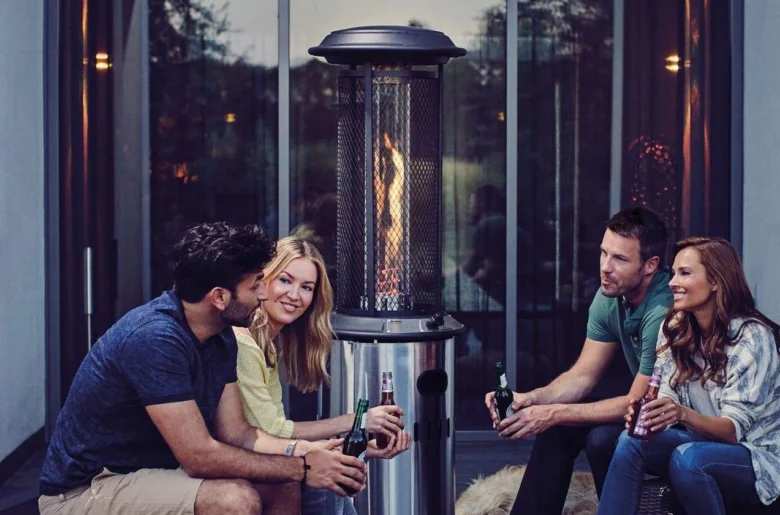 Outdoor patio heater with people