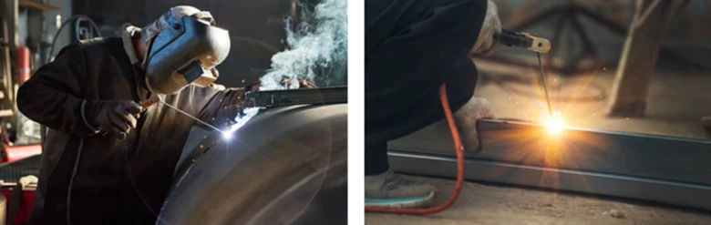 Welder working on metal