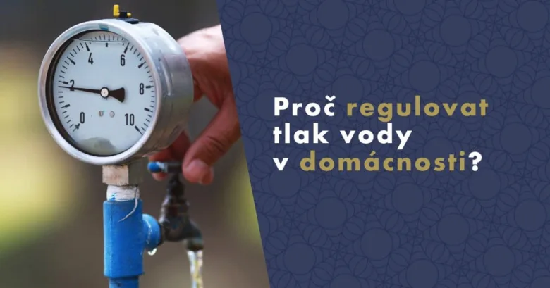 Ruční regulace tlaku vody na vodovodním potrubí s manometrem.