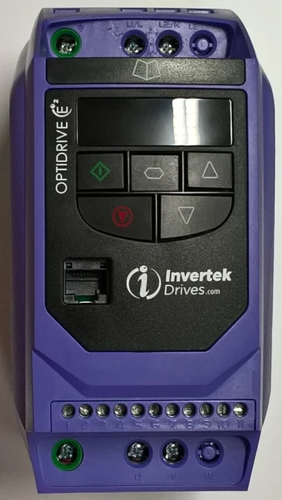 Fialový měnič frekvence pro nastavení otáček asynchronního motoru.