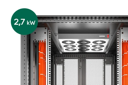 Vnitřní část skříňového chlazení s ventilátory pro serverovou místnost.