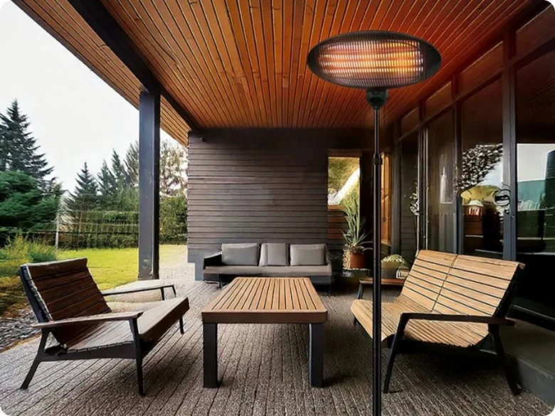 Outdoor patio heater on terrace