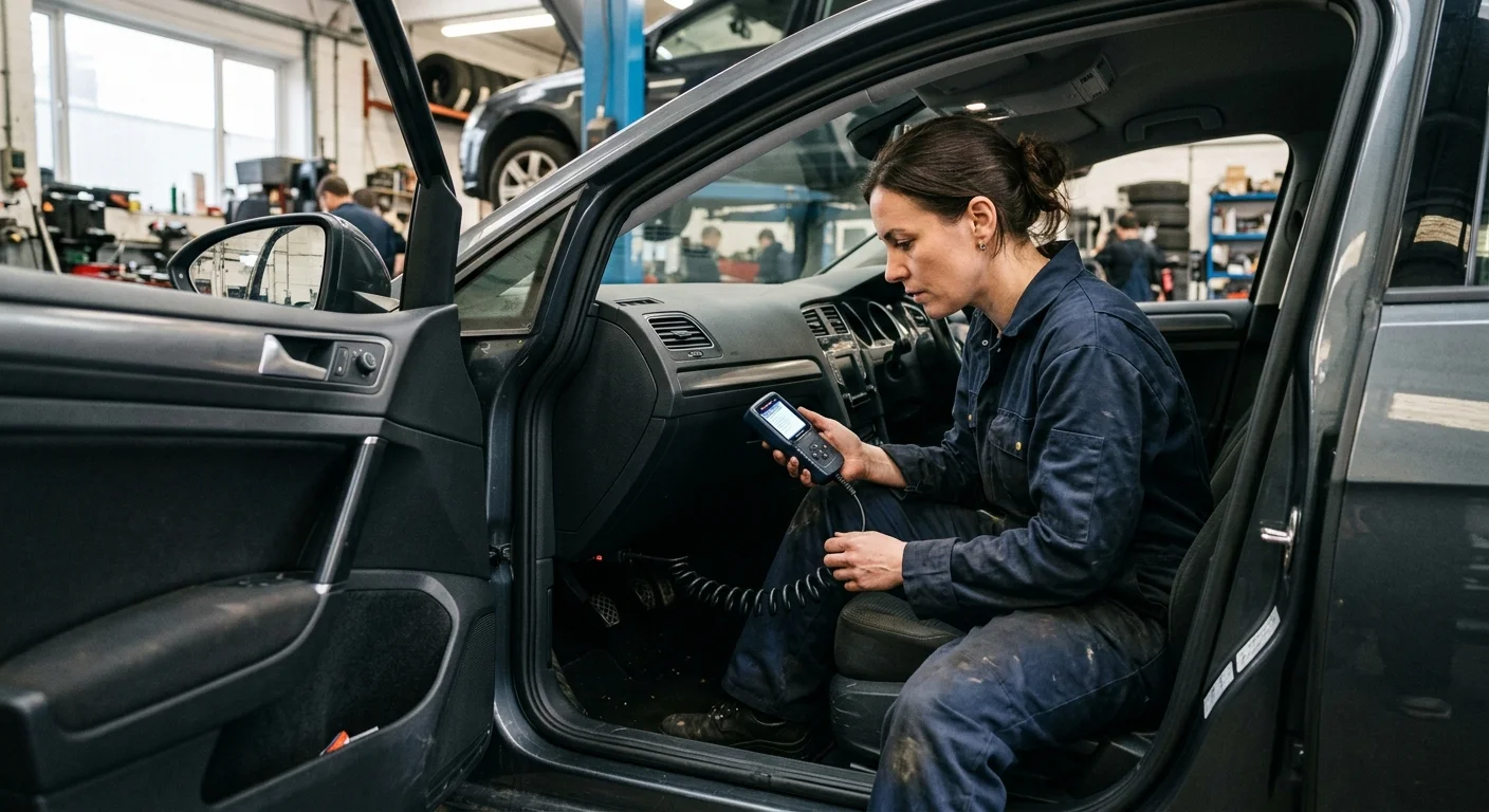 Mechanik diagnostika kontrolky motoru v autě s katalyzátorem